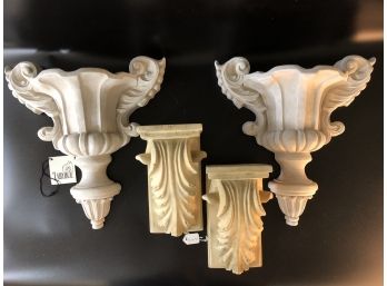 2 Pair Marble Resin Wall Sconces
