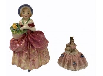 Signed Royal Doulton Cissie / Dresden Lace Figurines