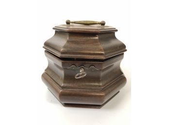 Lined Wooden Humidor With Key. Octagon Shape