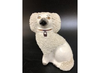 Staffordshire White Poodle Dog With Confetti