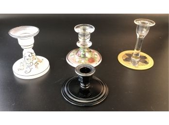 Assorted Vintage Single Glass Candlesticks