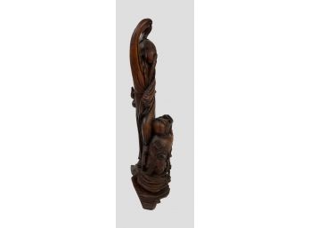 Vintage Boxwood Carving Of Chinese Figures