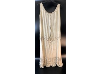 French Circa 1920's Ivory Beaded Silk Dress AS IS