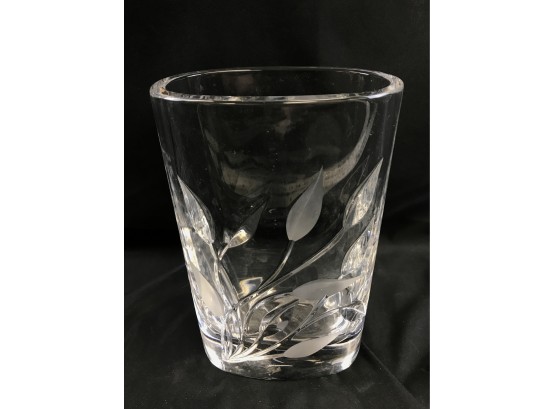 Nachtmann Heavy Crystal Vase- Etched Pattern 8.25 Inches High