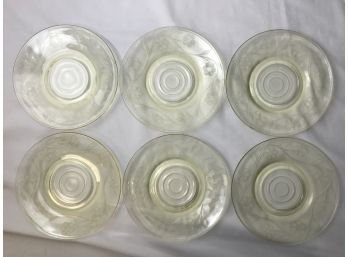 6 Yellow Glass Dessert Plates, Approximately 5.75 Inches