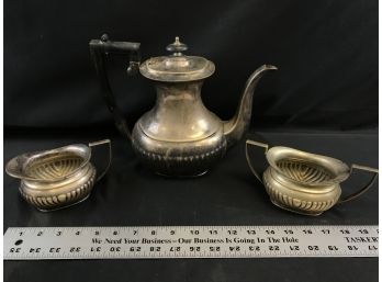 Cheltenham EPNS Tea Pot, Sugar And Creamer, Silver Plated, Sheffield England