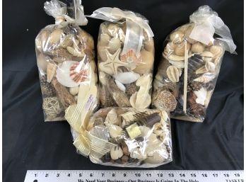 4 Bags Of Seashell Potpourri, New In Bags