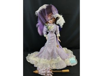 Madam Alexander Victorian Catherine # 9001 Porcelain Doll, 1998,  18 Inches, With Holder And Dust Cover