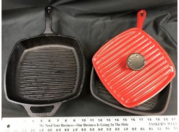 Lodge Cast Iron Griddle Pan, Red Cast Iron Pan With Press Lid