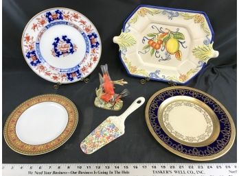 Lot Of Collectible Plates, Figurine, Cake Server, See Pics
