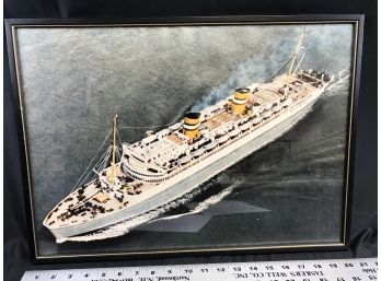 Framed Picture Of Sageford Cruise Ship, Approximately 20 X 15