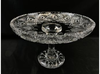 Heavy Glass Crystal Pedestal Plate, 12 Inches In Diameter, 8 Inches High