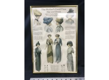 The Mothers Good Time Hat And Dress Framed Picture, I 10 1/2 X 15 1/2inches