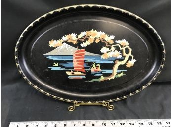 Hand Painted Tin Tray, Approximately 16 X 11 Inches