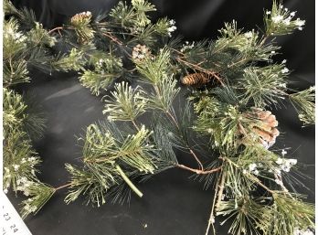 Garland, Pine Bough With Pinecones And Crystal Snow, 5 Feet Long