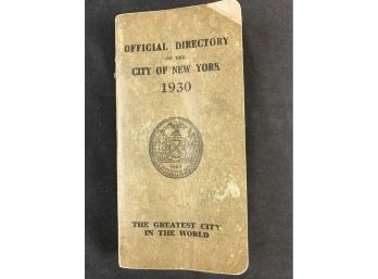 1930 Official Directory Of The City Of New York, The Greatest City In The World