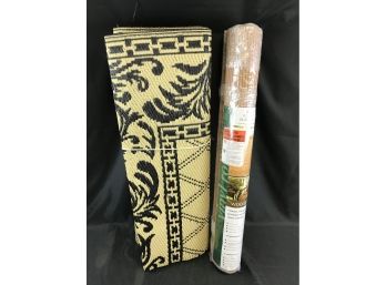 Polyester Rug And Wood Grain Exterior Roll Up Shade 30 X 72