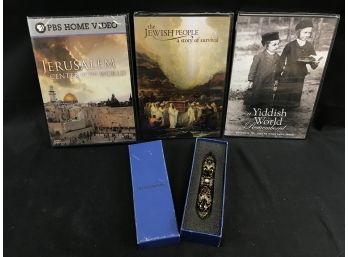 3 Jewish DVDs New, Mezuzah  With Blue Box