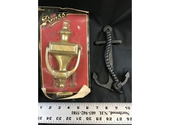 2 Door Knockers, One Brass In Package, Black Anchor Theme