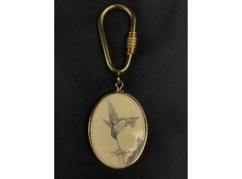 Sepia Brown Scrimshaw Key Ring