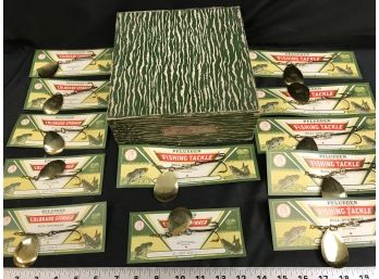 12 Vintage Pflueger Fishing Tackle Bulldog Brand WIth  Box