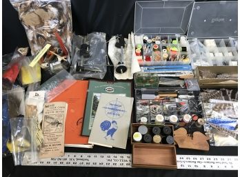 Large Lot Of Fishing Fly Tying Equipment And Materials, See Pics, Lot D