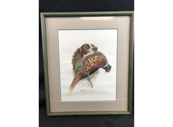 Sportsmen Art, Springer Spaniel With Pheasant, Roger Cruwys, Signed And Numbered, Approximate Size 18 X 21