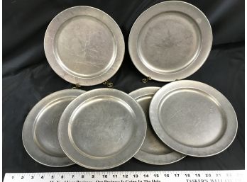 6 EAP 9 Inch Pewter Plates