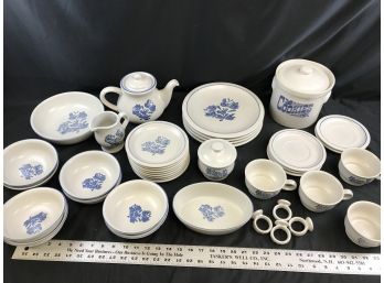 Large Lot Of Pfalzgraff Yorktown - Tea Pot, Cookie Jar, Plates, Bowls, Cups, Napkin Rings, Sugar, Creamer