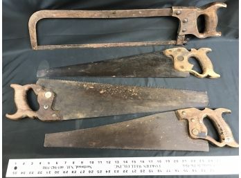 4 Antique Or Vintage Saws,  Superior, EC Atkins