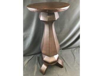 Vintage Wood Pedestal Table, 31 1/2 Inches Tall