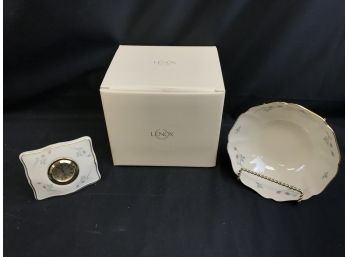 Lenox Bowl And Miniature Clock With Box, Excellent Condition