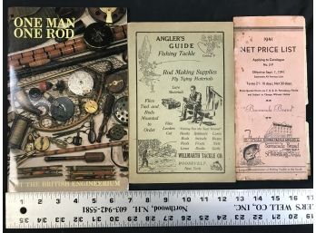 3 Booklets, One Man One Rod, Anglers Guide, 1941 Barracuda Brand Price List