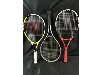 3 Preteen Or Young Teen Tennis Rackets, 25 Inch, 2 Newer, Prince Junior Vintage