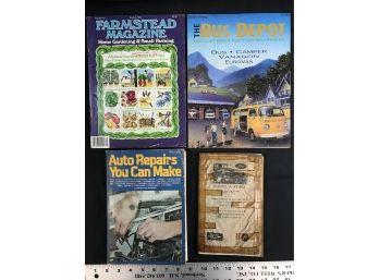 4 Books And Magazines, Old Ford Model A Care And Maintenance, Auto Repairs, Farmstead Magazine, The Bus Depot