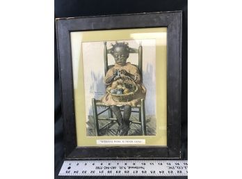 Print Picture Of Girl In A Chair Titled Womans Work Is Never Done