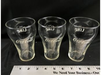 3 Collectible Coca-Cola Glasses, 5 Inches Tall