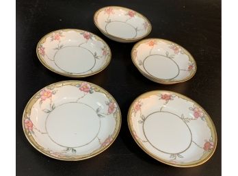 5 Nippon Hand Painted Gold Decorated Fruit Bowls