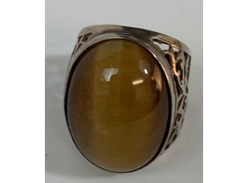 Sterling Tiger Eye Ring Made In Israel Size 6 1/2