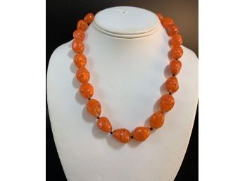 Orange Venetian Glass Beaded Necklace.