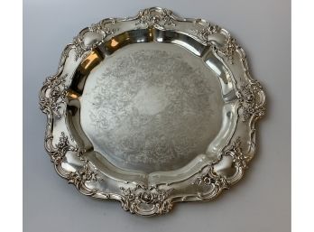 Beautiful Repousse Silver Plate Serving Tray By Towle