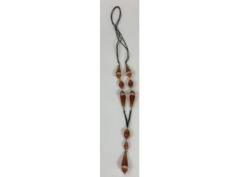 Amber Colored Glass/ Cord Necklace