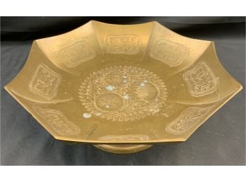 Octagonal Brass Footed Bowl
