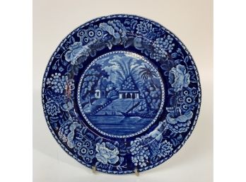 Hall & Sons Dark Flow Blue Staffordshire Ghaut Of Cutua Plate  C 1822-32