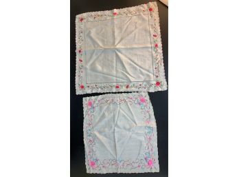 2 Chinese Embroidered Silk Scarfs