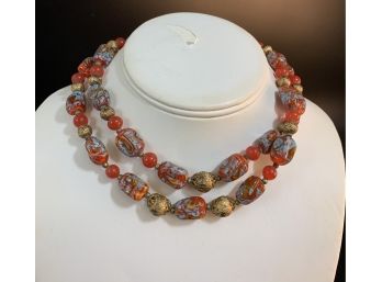 Double Strand Venetian Glass Beaded Necklace