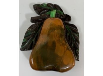 Bakelite & Wood Pear Brooch