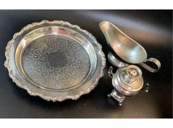 Silver Plate Tray/ Mixed Metals