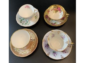 4 Different English Cups & Saucers