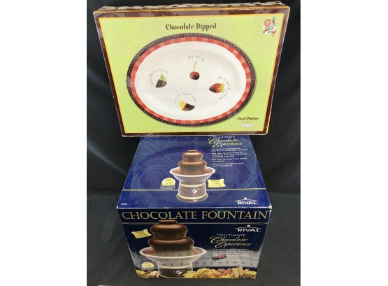 Rival Chocolate Fountain And Oneida Chocolate Dipped Oval Platter